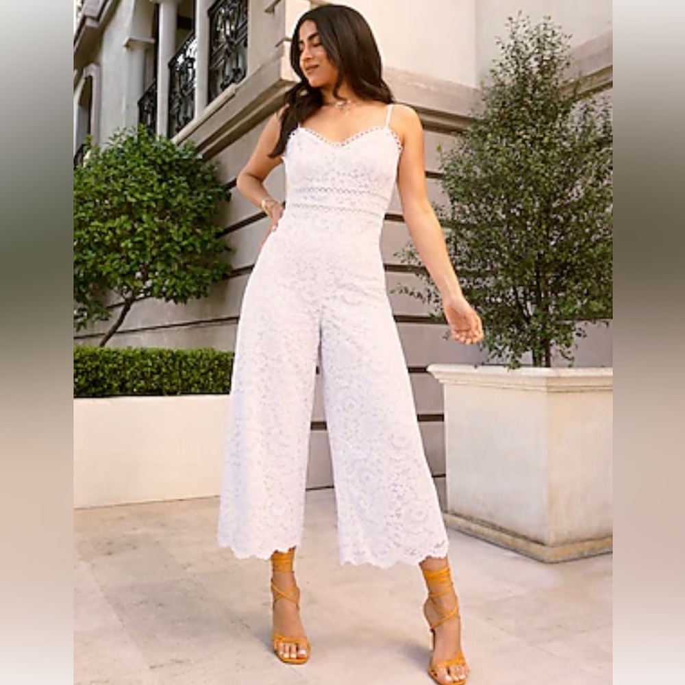 Express white lace eyelet jumpsuit